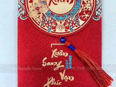 Set 06 bao lì xì giấy ánh kim họa tiết tròn nổi 3D [06 Chữ - Cao cấp] BAOLIXI-04